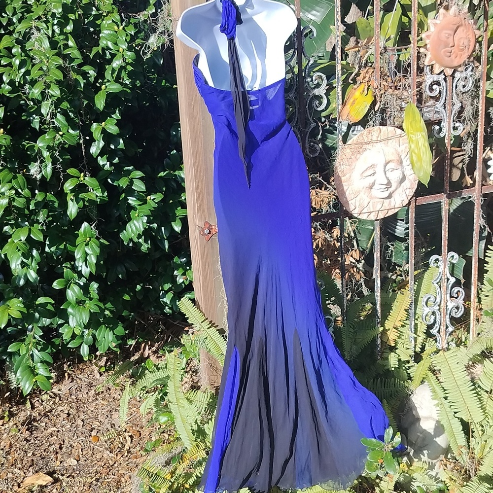 Cache '90s vintage, pre y2k blue ombre Grecian halter dress size 2 - Picture 7 of 7
